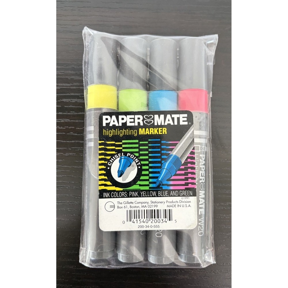 Vintage Sealed Papermate Highlighters Markers Chisel Point Double Heart 1990s